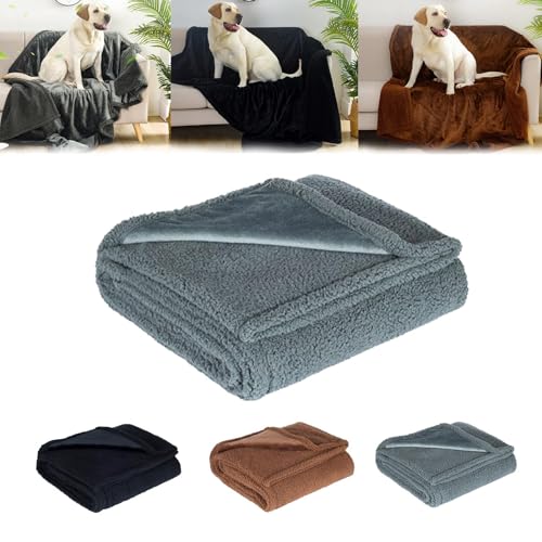 HUGGINS wasserdichte, Liebesdecke,Wasserdicht Decke for Bett Couch Sofa, wasserdichte Hundedecke für kleine mittelgroße Hunde (L,Grau) von HUGGINS