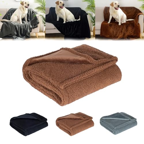 HUGGINS wasserdichte, Liebesdecke,Wasserdicht Decke for Bett Couch Sofa, wasserdichte Hundedecke für kleine mittelgroße Hunde (XL,Braun) von HUGGINS