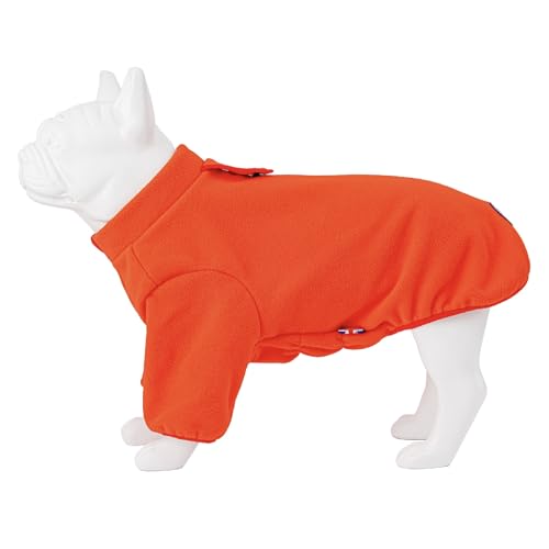 HUGO & HUDSON Fleece-Hundejacke, winddichter, Wintermantel mit Loch für die Leine, Orange, XS25 von HUGO & HUDSON