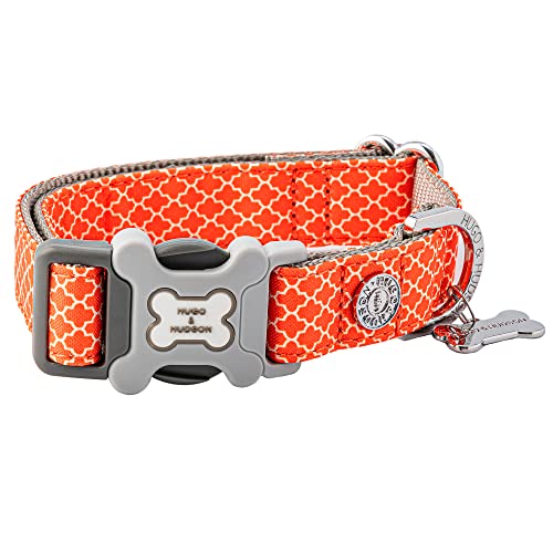 HUGO & HUDSON Hundehalsband, verstellbare Sicherheitsschnalle, Orange, M von HUGO & HUDSON