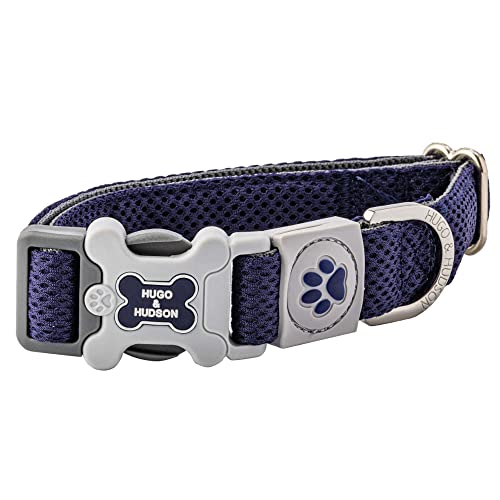 HUGO & HUDSON Hundehalsband mit Sicherheitsschnalle und schnell trocknendem Netzge, Marine, XS von HUGO & HUDSON