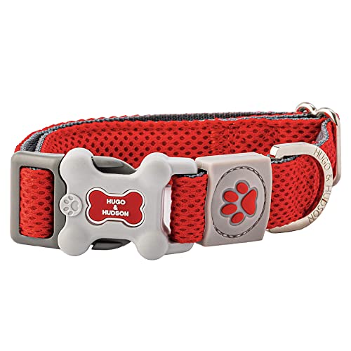 HUGO & HUDSON Hundehalsband mit Sicherheitsschnalle und schnell trocknendem Netzge, Rot, XS von HUGO & HUDSON