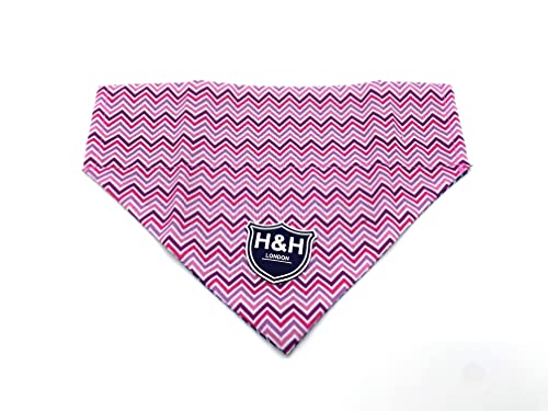 HUGO & HUDSON Hundehalstuch - Waschbarer Dreieck Halstuch mit Loch für das Halsband, Luxus Haustier Zubehör - Rosa & Lila Chevron - S von HUGO & HUDSON