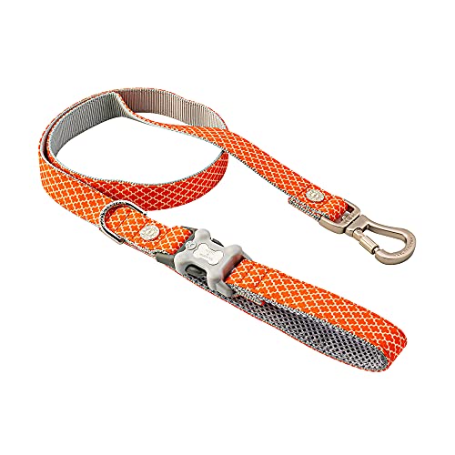 HUGO & HUDSON Hundeleine, Trainingsleine mit Clip im Griff, Orange geometrisch, 120 x 1,5 cm von HUGO & HUDSON