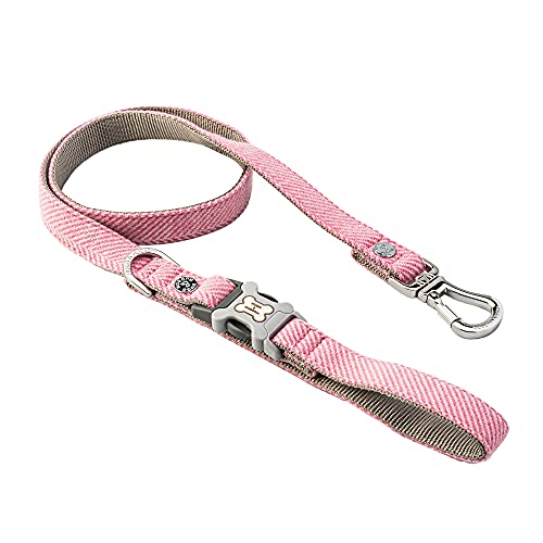 HUGO & HUDSON Tweed-Hundeleine, Trainingsleine, Rosa Fischgrätenmuster, 1,2 m Länge x 2,5 cm Breite von HUGO & HUDSON