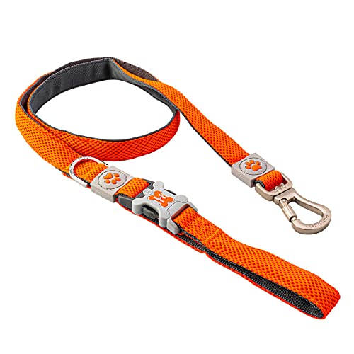 HUGO & HUDSON Hundeleine mit gepolstertem Griff, schnell trocknend, mit Schnellverschluss-Clip und gebürstetem Edelstahlhaken, 120 x 1,5 cm, Orange von HUGO & HUDSON