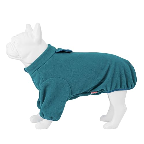 HUGO & HUDSON Outdoor-Fleece-Hundejacke, Winddicht, warm, Wintermantel mit Loch für die Leine, blaugrün, S35 von HUGO & HUDSON