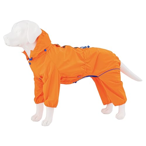 HUGO & HUDSON Reflektierende Jacke für Hunde, Kapuzenoverall, winddichter Wintermantel, Orange, L55 von HUGO & HUDSON