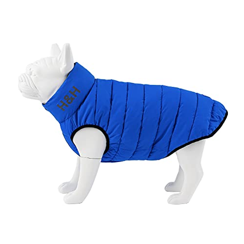 HUGO & HUDSON Reversible Pufferjacke für Hunde, wasserabweisender Mantel, Blau und Marineblau, M45 von HUGO & HUDSON