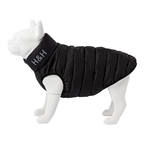 HUGO & HUDSON Reversible Pufferjacke für Hunde, wasserabweisender Mantel, Schwarz und grau, S30 von HUGO & HUDSON