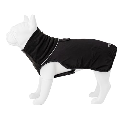 HUGO & HUDSON Winterjacke für Hunde, Fleece-Thermomantel, winddichter Mantel, Schwarz, M40 von HUGO & HUDSON