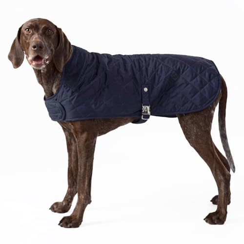 HUGO & HUDSON x Hackett Gesteppte Hundejacke Warmer Wintermantel mit Cordkragen, Marine S35 von HUGO & HUDSON