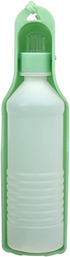 Tragbare Hundewasserflasche, 500 ml, tragbare Hundewasserflasche, Haustier-Wasserflaschen for Hunde, Wasserspender, Welpen-Reise-Trinkbecher mit Futternapf(Green) von HUIHHAO