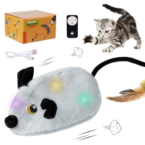 HUIKUANGEU Katzenspielzeug Elektrisch Spielmaus,Katzen Spielzeug,Katzenspielzeug mit Fernbedienung,Katzenspielzeug Maus,Interaktives Katzenspielzeug,für Lustiges Jagdsimulationstierspielzeug von HUIKUANGEU