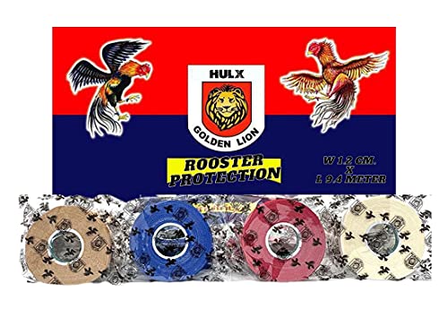 HULX 4 Stück, Hühnerzubehör Stoffband Sporen & Beinschutz Hahn Booster Schutz Bekämpfung Hahn Gamefowl Schutz Hühnerhandschuh Sicherheit Geflügel Henne Botas para GALLOS, Blau Rot Weiß Braun von HULX