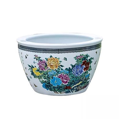 Aquarium Outdoor Keramik Aquarium Balkon Pflanze Lotus Zucht Tank Outdoor Garten Aquarium Lotus Seerose Topf Aquariumbecken (Size : 63cm) von HUMAJORY