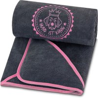 HUND IST KÖNIG ® Hundehandtuch extra saugfähig | Hunde Handtuch aus Mikrofaser mit 4 Eingriffen grau/ rosa von HUND IST KÖNIG