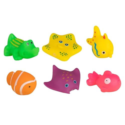 HUNJHYC Katzen-Pool-Spielzeug, 6 Stück, PVC, schwimmend, quietschendes Spielzeug für Welpen und Katzen, schwimmendes Wasserspielzeug, interaktiver Spaß, Haustier-Kätzchen, Schwimmen, Baden, von HUNJHYC