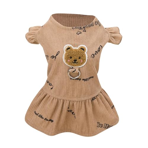 Kleines Hundekleid | Süßes Hundekostüm aus Polyester mit Bärenmuster | Kleines Haustierkleid | Hundekleid Outfit für kleine Hunde, Welpen, Haustiere, Katzen von HUNJHYC