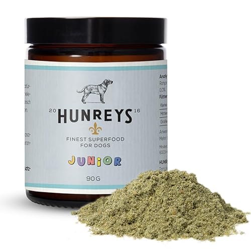 HUNREYS Junior Mix 90g | Superfood für Junge Hunde | Für gesundes Wachstum & Immunsystem | Pulver Monatspackung | 100% Natürlich & Vegan | Laborgeprüft von HUNREY'S