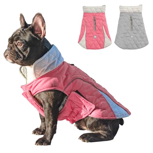 Huntboo Hundemantel, Hundemantel Winter, Hundemantel Wasserdicht, Hundejacke Winter, Winddicht und mit Reflektierenden Streifen, Bleiben Sie Warm und Sichtbar (Rosa,L) von Huntboo