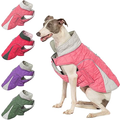 Huntboo Hundemantel, Hundemantel Grosse Hunde, Hundemantel Wasserdicht, Hundejacke Winter, Wintermantel Hund,Winddicht und mit Reflektierenden Streifen, Bleiben Sie Warm und Sichtbar (Rosa,3XL) von Huntboo