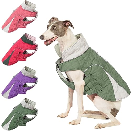 Huntboo Hundemantel, Wintermantel Hund, Hundemantel Wasserdicht, Hundejacke Winter, Winddicht und mit Reflektierenden Streifen, Bleiben Sie Warm und Sichtbar (Grün,XL von Huntboo