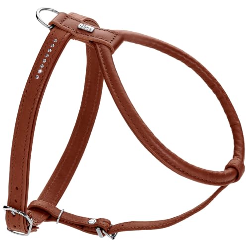 HUNTER Hundegeschirr Round & Soft Canadian UP, Farbe: Cognac, weiches, geschmeidiges Leder, rundgenäht, fellschonend, nachhaltig, Made in Germany, Größe: S-M von HUNTER