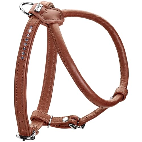 HUNTER Hundegeschirr Round & Soft Canadian UP, Farbe: Cognac, weiches, geschmeidiges Leder, rundgenäht, fellschonend, nachhaltig, Made in Germany, Größe: XS-S von HUNTER