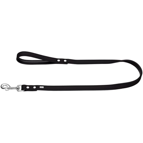 HUNTER BASIC Führleine für Hunde, beschichtetes Spaltleder, Kunstleder, Handschlaufe, witterungsbeständig, 1,3/110 cm, schwarz von HUNTER