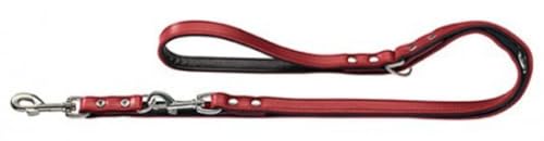 HUNTER BASIC Verstellbare Führleine für Hunde, beschichtetes Spaltleder, Kunstleder, witterungsbeständig, 1,3/200 cm, rot von HUNTER