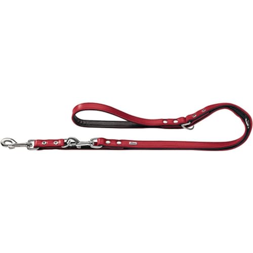 HUNTER BASIC Verstellbare Führleine für Hunde, beschichtetes Spaltleder, Kunstleder, witterungsbeständig, 1,8/200 cm, rot von HUNTER