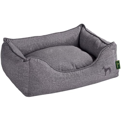 HUNTER Boston Hundesofa, Hundebett, Wendekissen mit Plüschbesatz,pflegeleicht, 100 x 70 cm, braun von HUNTER