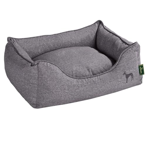 HUNTER Boston Hundesofa, Hundebett, Wendekissen mit Plüschbesatz,pflegeleicht, 100 x 70 cm, grau von HUNTER