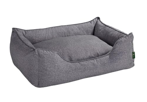 HUNTER Boston Hundesofa, Hundebett, Wendekissen mit Plüschbesatz,pflegeleicht, 60 x 50 cm, grau von HUNTER