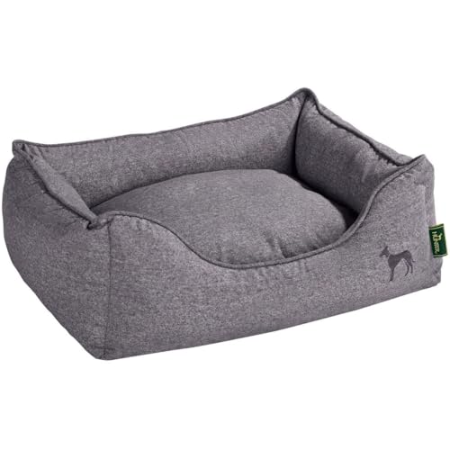 HUNTER Boston Hundesofa, Hundebett, Wendekissen mit Plüschbesatz,pflegeleicht, 60 x 50 cm, grau von HUNTER