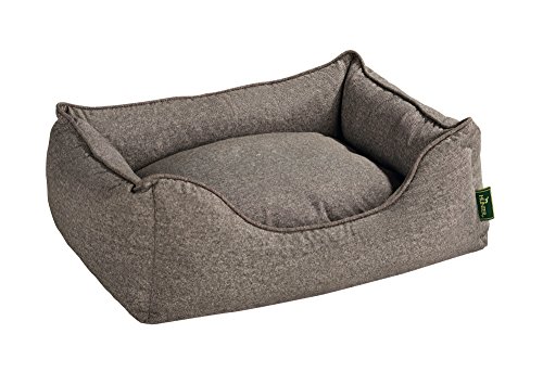 HUNTER Boston Hundesofa, Hundebett, Wendekissen mit Plüschbesatz,pflegeleicht, 80 x 60 cm, grau von HUNTER