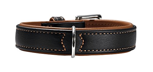 HUNTER CANADIAN Hundehalsband, Leder, hochwertig, weich, 60 (M-L), schwarz/cognac von HUNTER