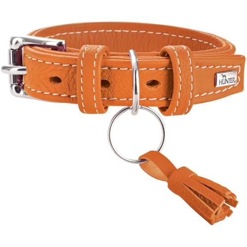 HUNTER CANNES Hundehalsband, Leder, Nappaleder, weich, edel, elegant, 35 (XS), orange von HUNTER