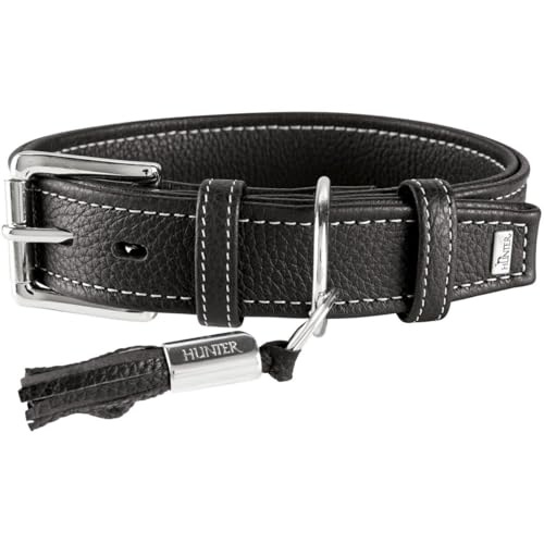 HUNTER CANNES Hundehalsband, Leder, Nappaleder, weich, edel, elegant, 45 (S), schwarz von HUNTER