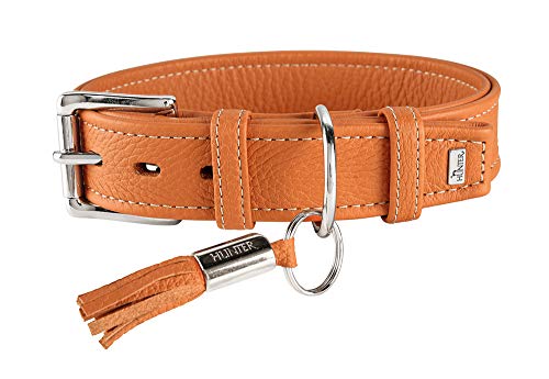 HUNTER CANNES Hundehalsband, Leder, Nappaleder, weich, edel, elegant, 60 (M-L), orange von HUNTER