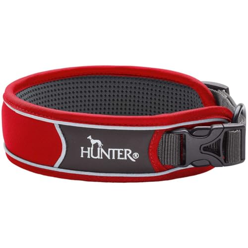 HUNTER DIVO Hundehalsung, Nylon, S, rot/grau von HUNTER