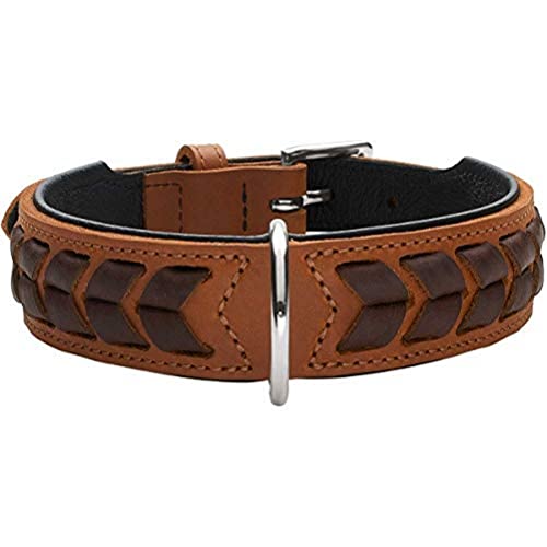 HUNTER EL PASO Hundehalsband, Leder, geschmeidig, geflochten, 60 (M-L), cognac/schwarz von HUNTER