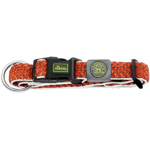 HUNTER HILO VARIO PLUS Halsung für Hunde, 3D-Mesh-Material, reflektierend, luftdurchlässig, leicht, Zugentlastung, XL, orange von HUNTER