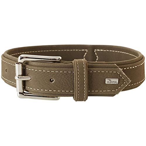 HUNTER HUNTING Hundehalsband, Leder, Nubuk, robust, weich, 30 (XS), oliv von HUNTER