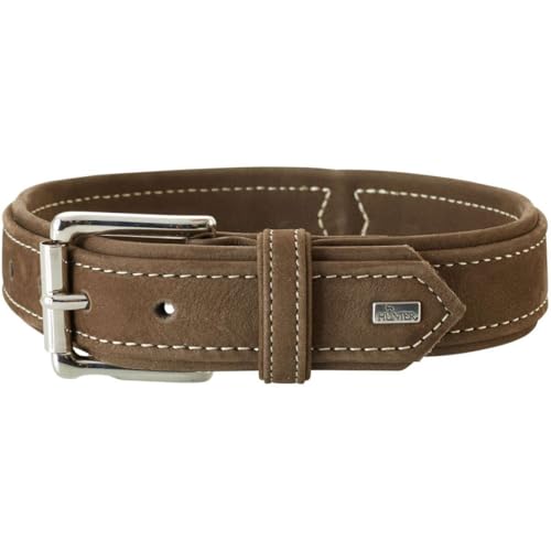 HUNTER HUNTING Hundehalsband, Leder, Nubuk, robust, weich, 40 (S), braun von HUNTER