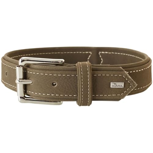 HUNTER HUNTING Hundehalsband, Leder, Nubuk, robust, weich, 40 (S), oliv von HUNTER