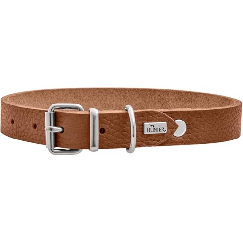 HUNTER Hundehalsband GRENAA aus Softvollrindleder | Cognac | Größe 42 | robust & weich | edles Design mit Narbung | stark gefettet | langlebig | ideal für Alltag & Outdoor | hochwertig verarbeitet von HUNTER