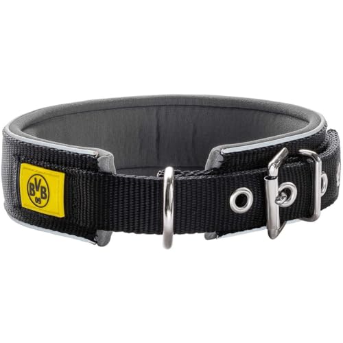 HUNTER NEOPREN REFLECT BVB Hundehalsband, Nylon, Neopren gepolstert, reflektierend, 45 (S-M), schwarz/gelb von HUNTER