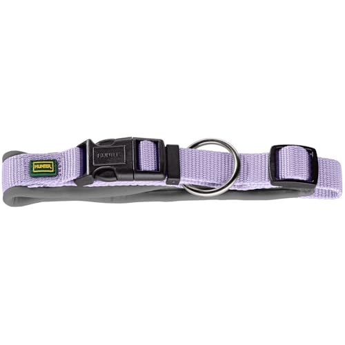 HUNTER Hundehalsung NEOPREN Vario Plus, Farbe: Lavendel/grau, strapazierfähiges Nylon, weiche Neoprenpolsterung, stufenlos verstellbar, mit Zugentlastung, pflegeleicht, komfortabel, Größe: S/1,5 von HUNTER